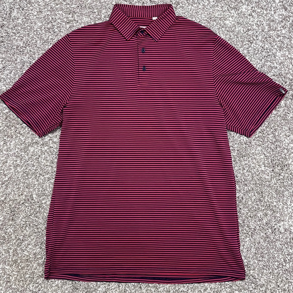 Men's Striped Polo Shirt - Red and Black